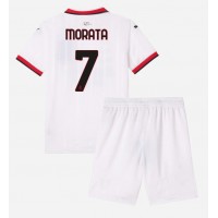 Koszulka piłkarska AC Milan Alvaro Morata #7 Strój wyjazdowy dla dzieci 2024-25 tanio Krótki Rękaw (+ Krótkie spodenki)